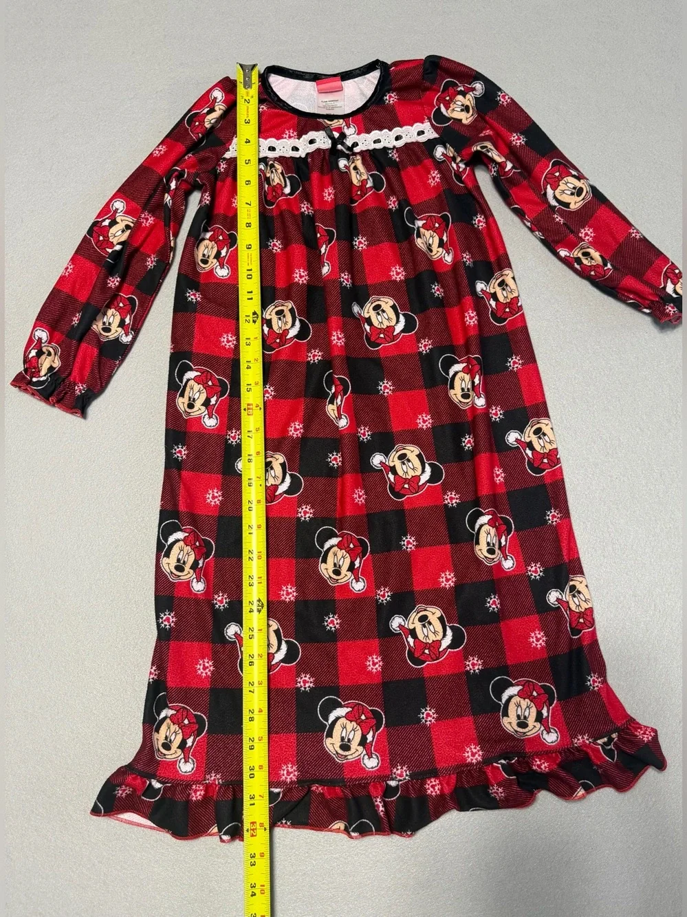 Disney Night Gown Minnie Mouse s6 Girls Red/Black Long Sleeve - Picture 6 of 6